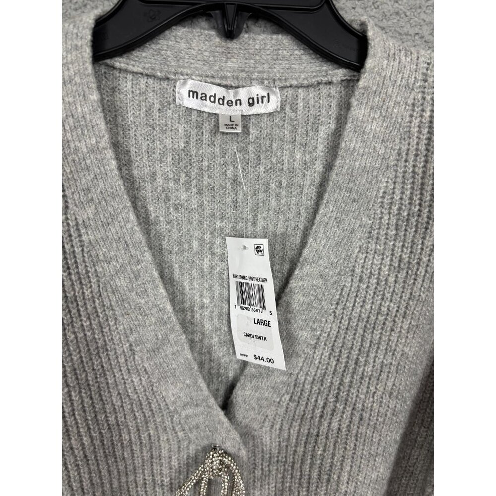 Madden Girl Women's Juniors' Bling Bow Long-Sleeve Ribbed Cardigan Large NWT's. - Picture 7 of 8